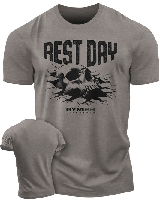 124. Rest Day Funny Motivational Workout Gym T-Shirt for Men T-Shirt Warm Grey T-Shirt GYMISH LIFESTYLE