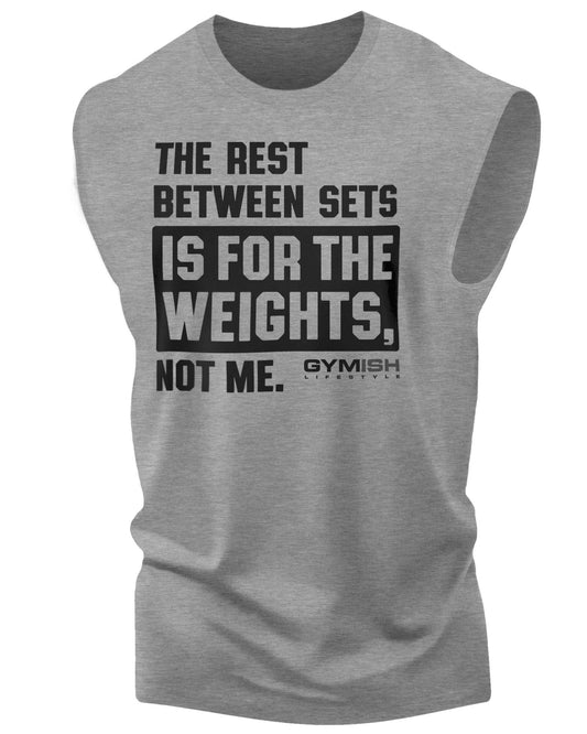 109. Rest Between Sets Workout Funny Muscle Tank Top for Men Heather Grey T-Shirt GYMISH LIFESTYLE