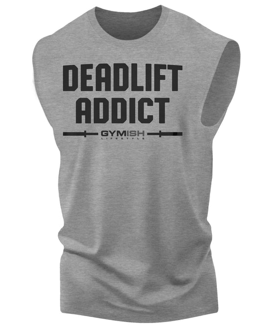 107. Deadlift Addict Workout Muscle Tank Top for Men Heather Grey T-Shirt GYMISH LIFESTYLE