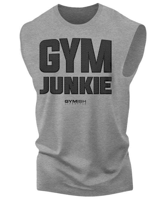 GYMISH Gym Junkie Funny Workout Muscle Tank Top for Men