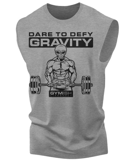 104a. Dare To Defy Gravity Workout Muscle Tank Top for Men Heather Grey T-Shirt GYMISH LIFESTYLE