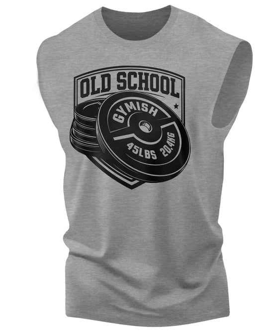147. Old School Workout Funny Muscle Tank Top for Men Heather Grey T-Shirt GYMISH LIFESTYLE