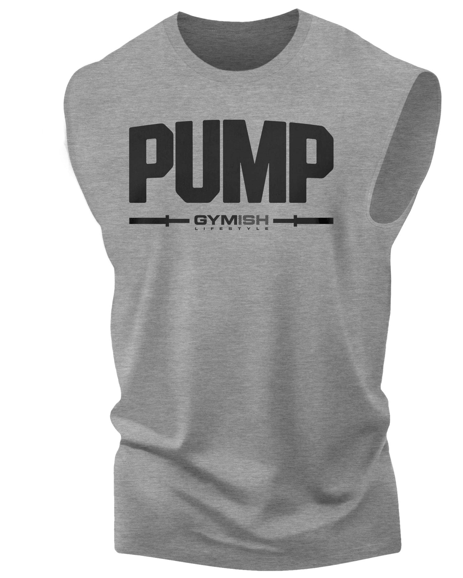 132. Pump Workout Funny Muscle Tank Top for Men Heather Grey T-Shirt GYMISH LIFESTYLE