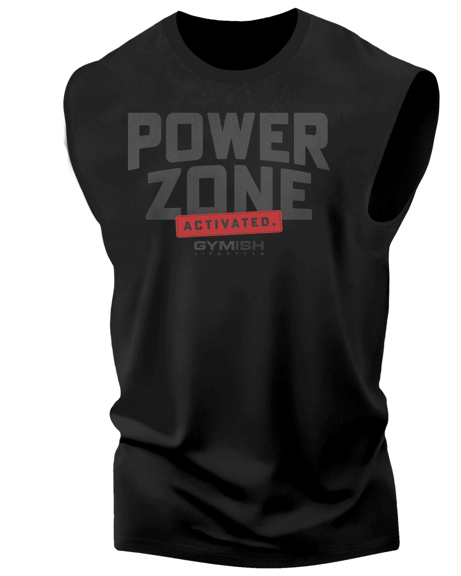 150. Activated Workout Funny Muscle Tank Top for Men Black On Black T-Shirt GYMISH LIFESTYLE