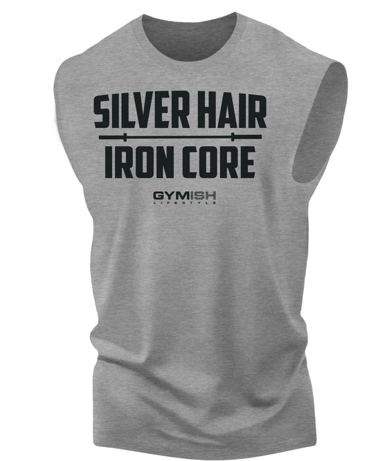 083. Silver hair Iron Core Funny Workout Muscle Tank Top for Men