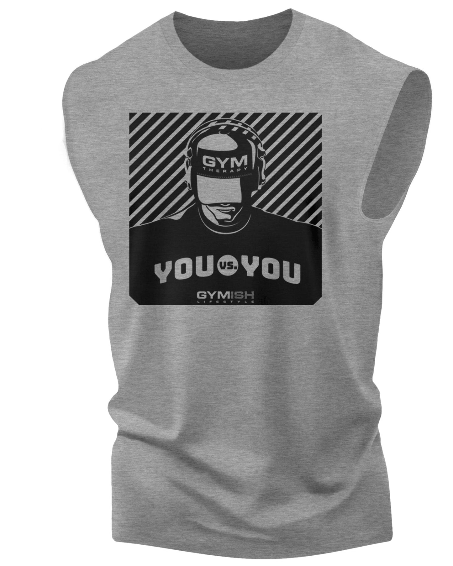 151. You vs You Workout Funny Muscle Tank Top for Men Heather Grey T-Shirt GYMISH LIFESTYLE