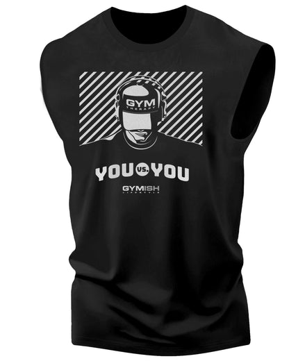 151. You vs You Workout Funny Muscle Tank Top for Men Silver On Black T-Shirt GYMISH LIFESTYLE