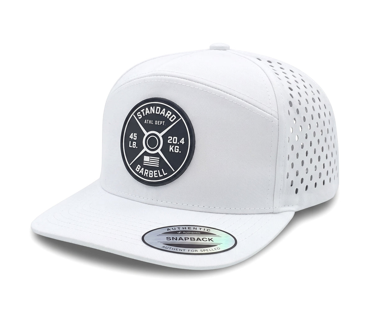 GYMISH Weightplate Gym Hat for Men, Weight Plate Patch Snapback, 6 Panel Laser Vented Workout Cap