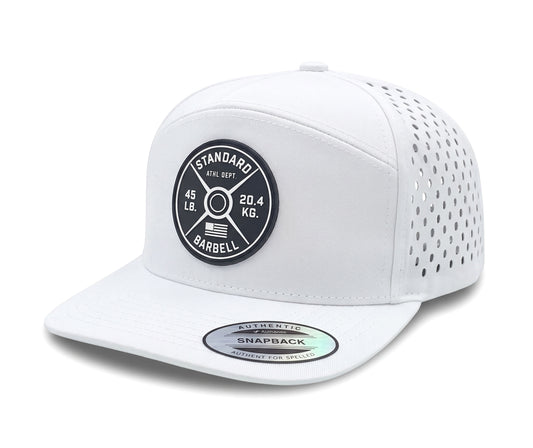 GYMISH Weightplate Gym Hat for Men, Weight Plate Patch Snapback, 6 Panel Laser Vented Workout Cap