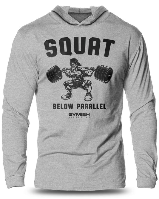 017-Squat Ver2 Lightweight Long Sleeve Hooded T-shirt for Men - Gymish - - #Gym Shirts# - - #Workout T-Shirts#