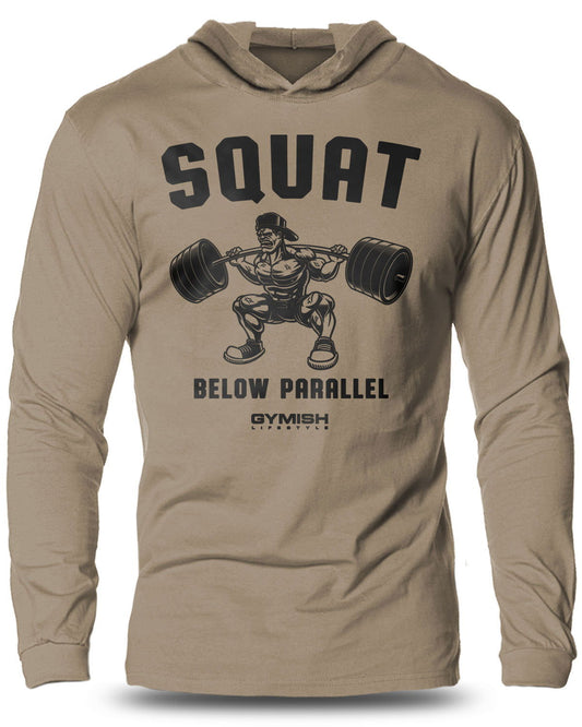 017-Squat Ver2 Lightweight Long Sleeve Hooded T-shirt for Men - Gymish - - #Gym Shirts# - - #Workout T-Shirts#
