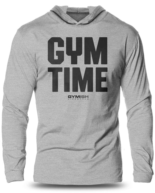 019-GYM TIME - I'll BE BACK Lightweight Long Sleeve Hooded T-shirt for Men - Gymish - - #Gym Shirts# - - #Workout T-Shirts#