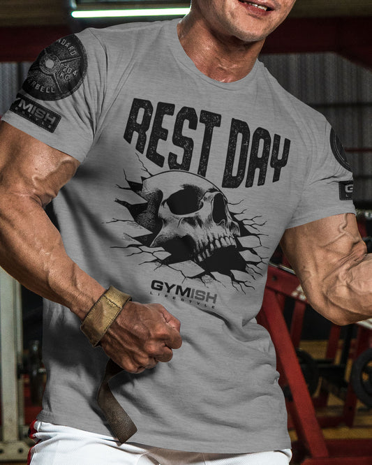 124. Rest Day Funny Motivational Workout Gym T-Shirt for Men T-Shirt GYMISH LIFESTYLE