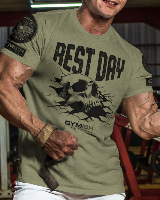 124. Rest Day Funny Motivational Workout Gym T-Shirt for Men T-Shirt GYMISH LIFESTYLE