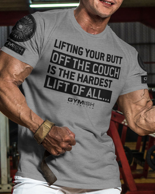 081. Hardest Lift Weightlifting Workout Gym T-Shirt for Men T-Shirt GYMISH LIFESTYLE