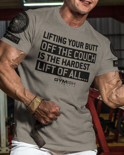 081. Hardest Lift Weightlifting Workout Gym T-Shirt for Men