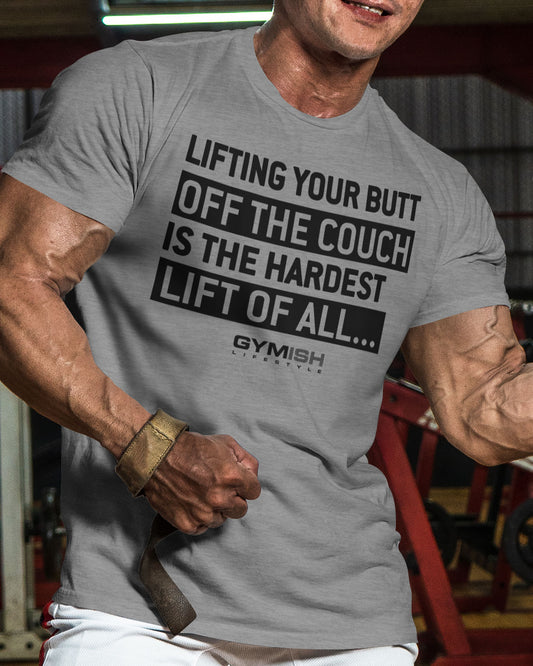 081. Hardest Lift Weightlifting Workout Gym T-Shirt for Men