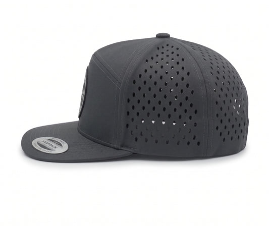 GYMISH Weightplate Gym Hat for Men, Weight Plate Patch Snapback, 6 Panel Laser Vented Workout Cap