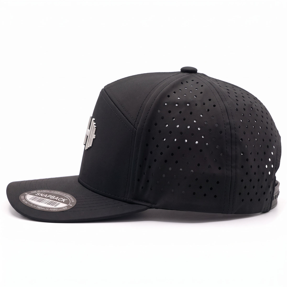 GYMISH Dumbbell Gym Hat for Men, Weight Plate Patch Snapback, 6 Panel Laser Vented Workout Cap
