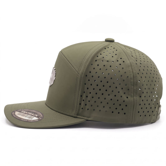 GYMISH Dumbbell Gym Hat for Men, Weight Plate Patch Snapback, 6 Panel Laser Vented Workout Cap