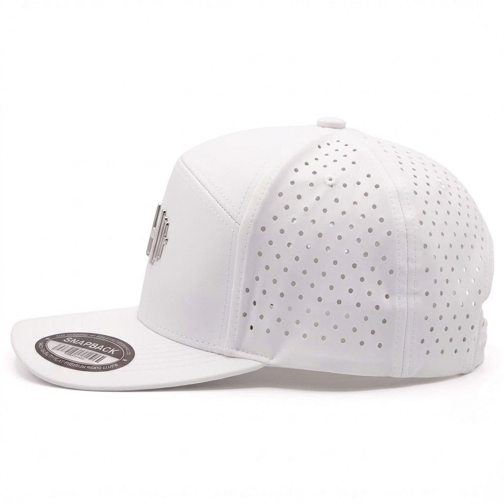 GYMISH Dumbbell Gym Hat for Men, Weight Plate Patch Snapback, 6 Panel Laser Vented Workout Cap