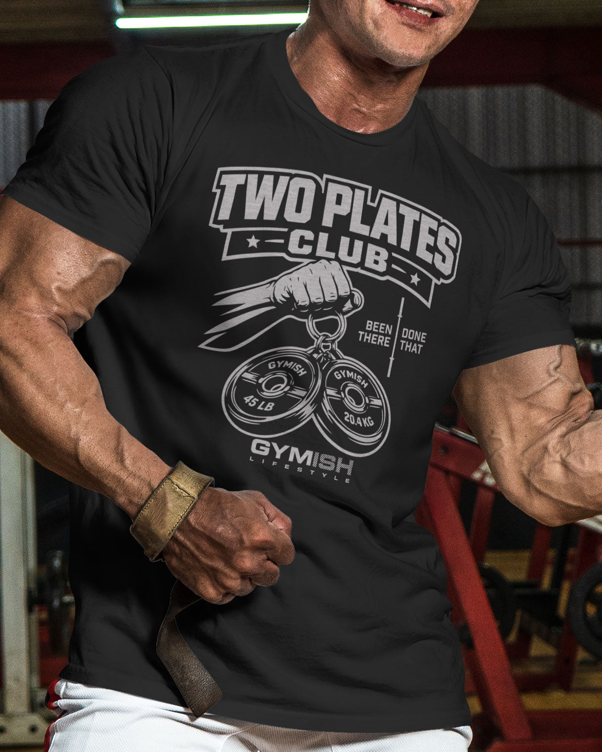 153. Two Plates Funny Motivational Workout Gym T-Shirt for Men T-Shirt GYMISH LIFESTYLE
