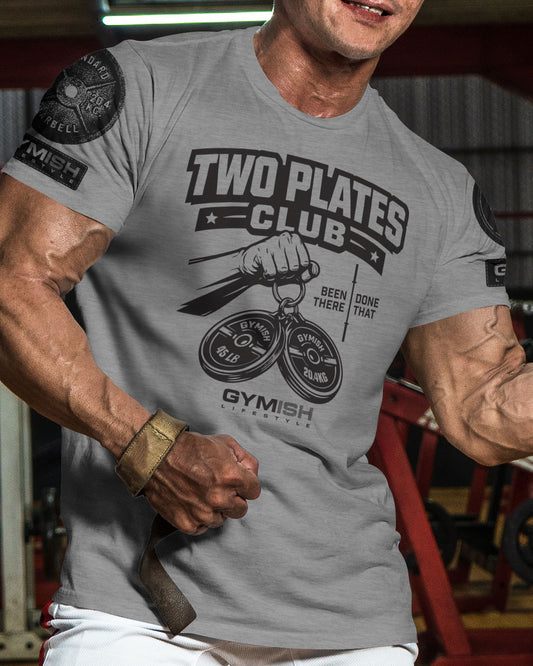 153. Two Plates Funny Motivational Workout Gym T-Shirt for Men T-Shirt GYMISH LIFESTYLE