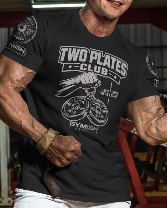 153. Two Plates Funny Motivational Workout Gym T-Shirt for Men T-Shirt GYMISH LIFESTYLE
