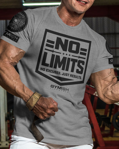 155. No Limits Funny Motivational Workout Gym T-Shirt for Men T-Shirt GYMISH LIFESTYLE