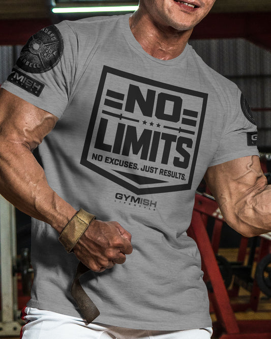 155. No Limits Funny Motivational Workout Gym T-Shirt for Men T-Shirt GYMISH LIFESTYLE