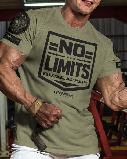 155. No Limits Funny Motivational Workout Gym T-Shirt for Men T-Shirt GYMISH LIFESTYLE