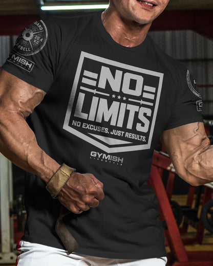 155. No Limits Funny Motivational Workout Gym T-Shirt for Men T-Shirt GYMISH LIFESTYLE