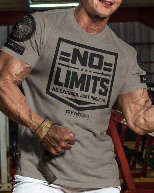 155. No Limits Funny Motivational Workout Gym T-Shirt for Men T-Shirt GYMISH LIFESTYLE