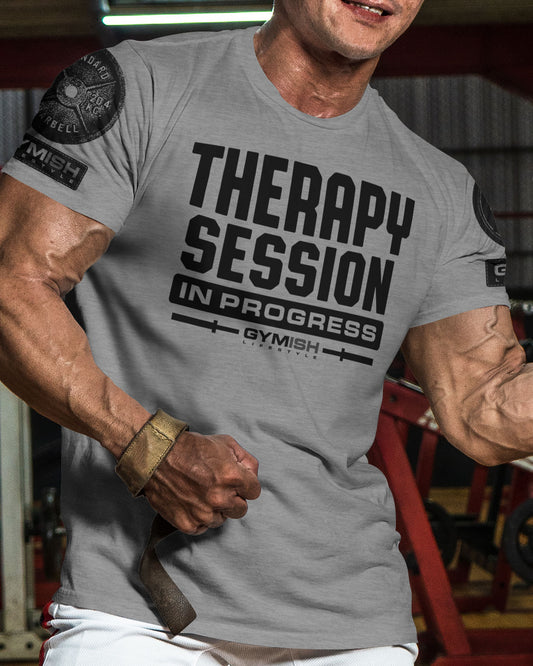 128. Therapy Session Funny Motivational Workout Gym T-Shirt for Men T-Shirt GYMISH LIFESTYLE
