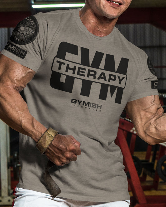 129. Gym Therapy V2 Funny Motivational Workout Gym T-Shirt for Men T-Shirt GYMISH LIFESTYLE