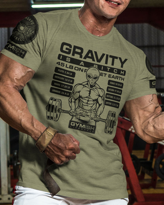 104. Defy Gravity Funny Workout Gym T-Shirt for Men T-Shirt GYMISH LIFESTYLE