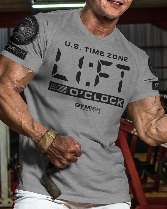 089. Lift O'Clock Motivational Workout T-Shirt for Men