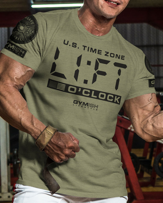 089. Lift O'Clock Motivational Workout T-Shirt for Men