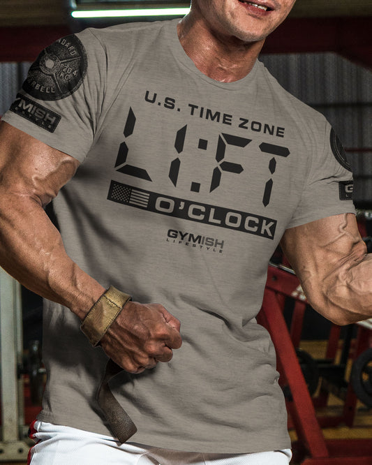 089. Lift O'Clock Motivational Workout T-Shirt for Men