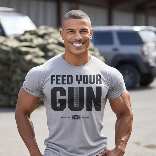 Gift Set for Men Feed Your Gun Workout Gym Shirt with Spartan Warrior Pendant