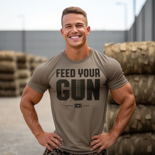 Gift Set for Men Feed Your Gun Workout Gym Shirt with Spartan Warrior Pendant