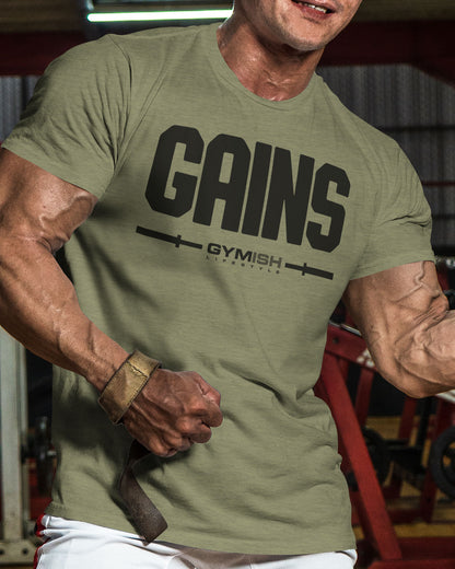135. Gains Funny Motivational Workout Gym T-Shirt for Men T-Shirt GYMISH LIFESTYLE