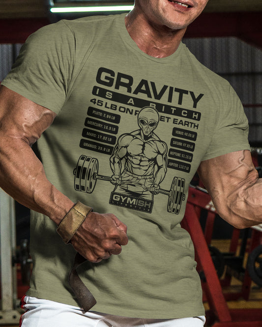 104. Defy Gravity Funny Workout Gym T-Shirt for Men T-Shirt GYMISH LIFESTYLE