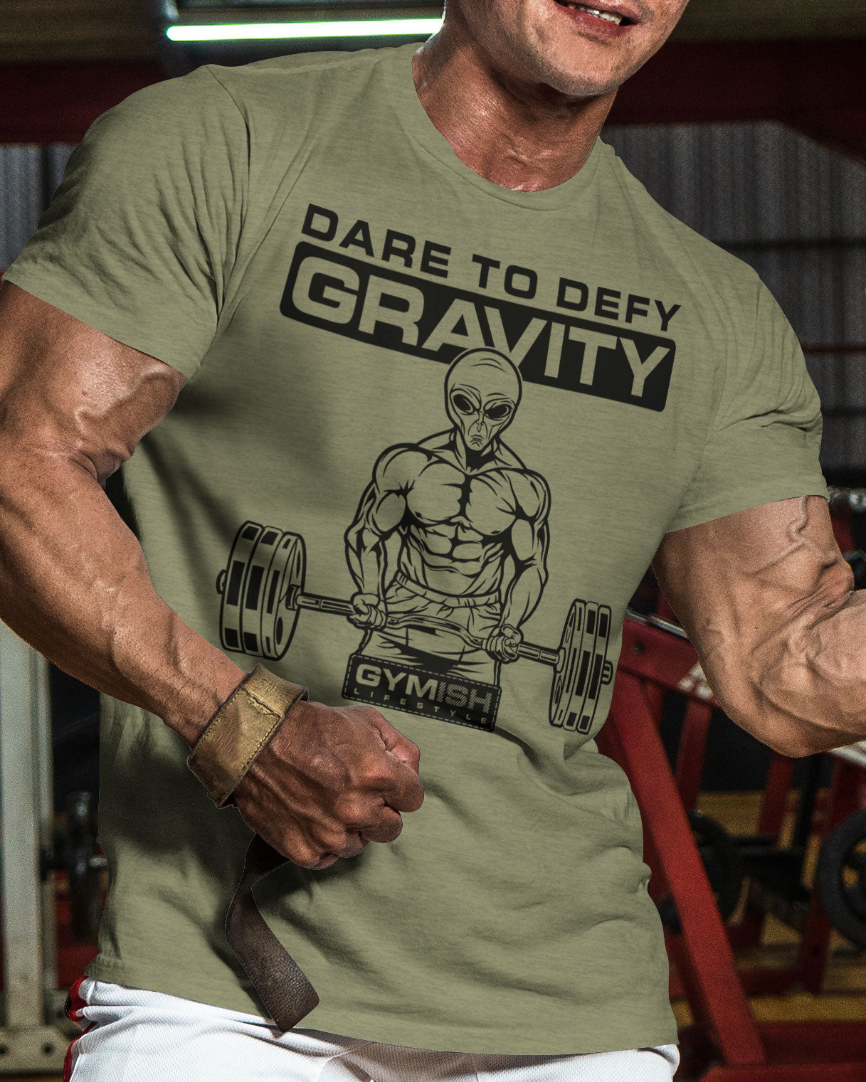 104a. Dare To Defy Gravity Funny Workout Gym T-Shirt for Men T-Shirt GYMISH LIFESTYLE