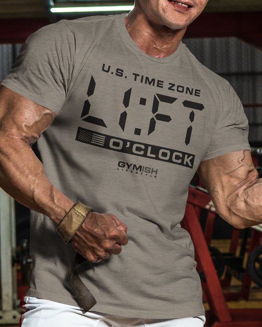 089. Lift O'Clock Motivational Workout T-Shirt for Men