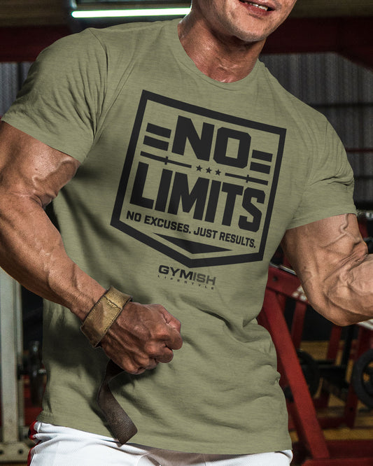 155. No Limits Funny Motivational Workout Gym T-Shirt for Men T-Shirt GYMISH LIFESTYLE