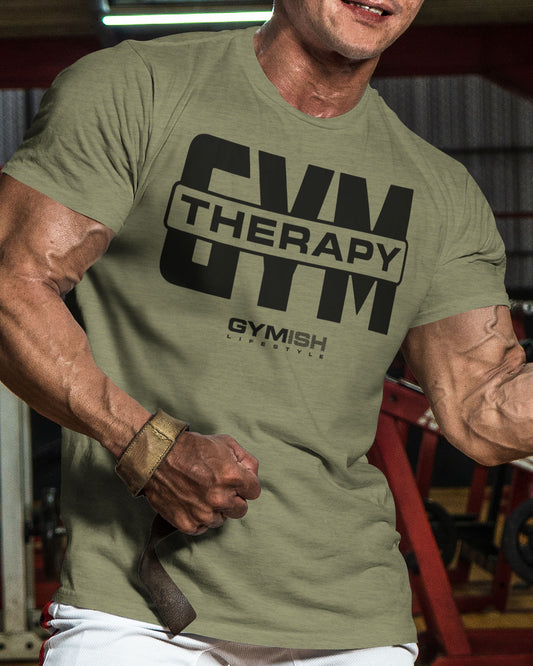 129. Gym Therapy V2 Funny Motivational Workout Gym T-Shirt for Men T-Shirt GYMISH LIFESTYLE