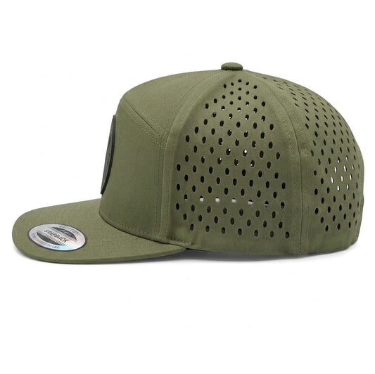 GYMISH Weightplate Gym Hat for Men, Weight Plate Patch Snapback, 6 Panel Laser Vented Workout Cap