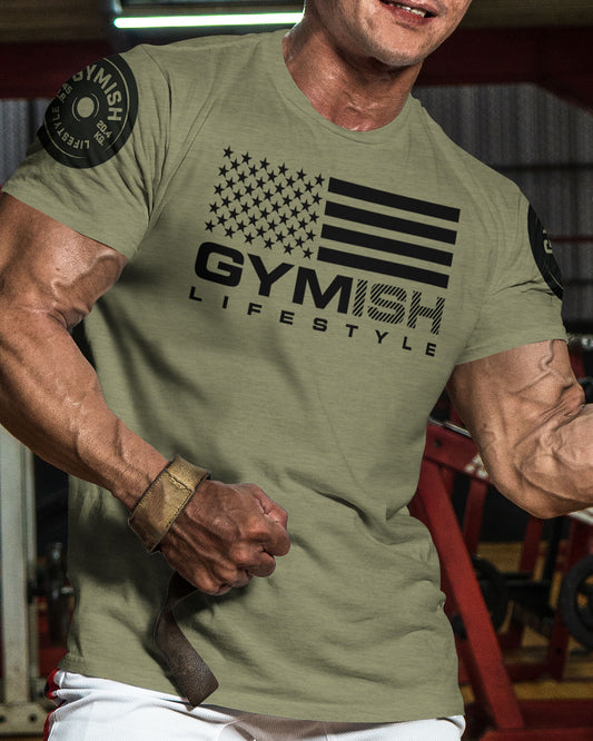 SPECIAL OFFER! American Flag Gymish T-Shirt + Weight Plate Necklace T-Shirt GYMISH LIFESTYLE