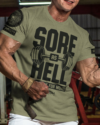 008. Sore As Hell Funny Motivational Workout Gym T-Shirt for Men